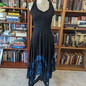 Chic Black and Blue Midi Dress